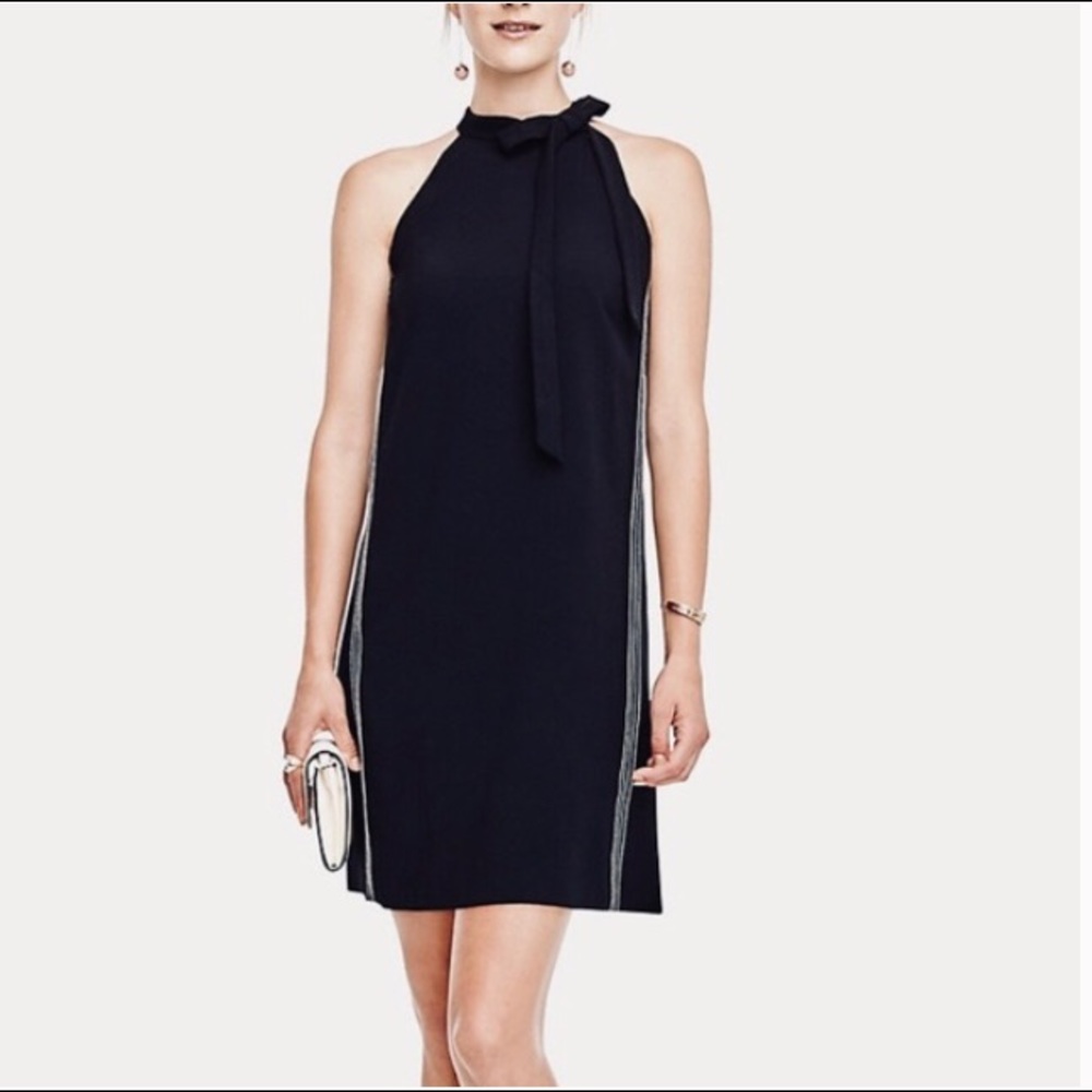 NWT Ann Taylor Black Bow Halter Dress